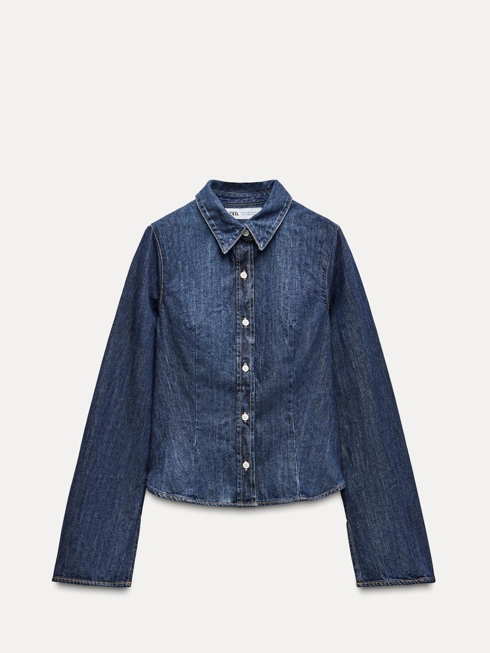 Denim Button-Front Shirt Jacket - Blue Runs Small